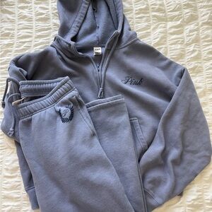 PINK Victoria's Secret Wide Leg Pants & Hoodie Set - Gray